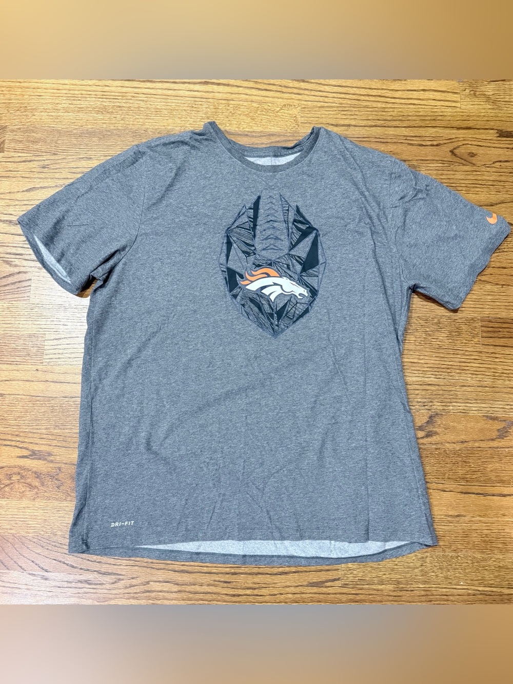 Nike Dri-Fit Denver Broncos NFL T-Shirt XXL Team Athletic Cut 2XL Grey
